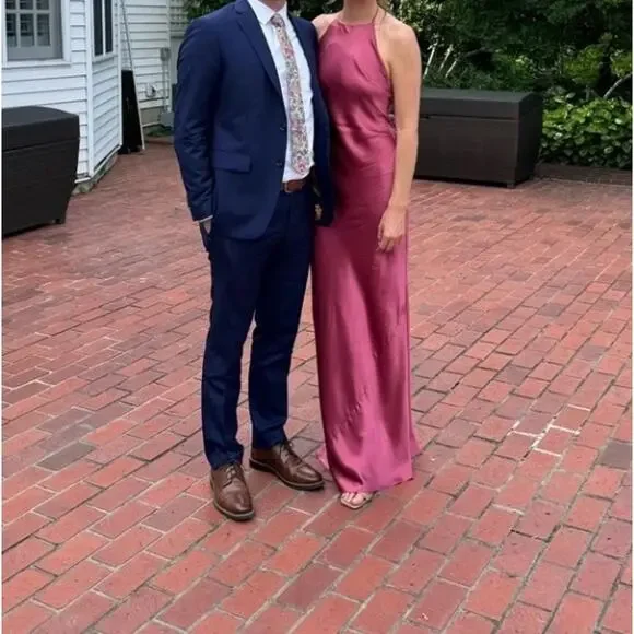 Reformation Jeany Silk Dress Strawberry Wine Size L - Picture 5 of 9